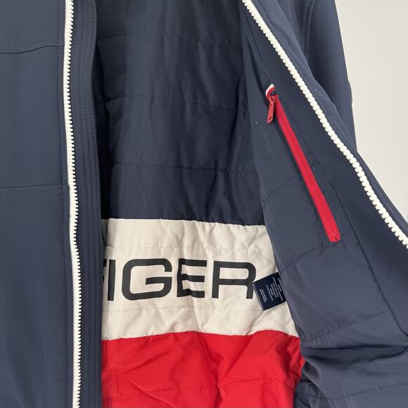Tommy Hilfiger Navy Blue Softshelll Hooded Bomber Jacket Nautical Sailor Classic - Picture 6 of 10